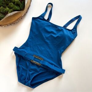 Anne Cole Aqua Blue Belted One Piece Swimsuit | Size 8